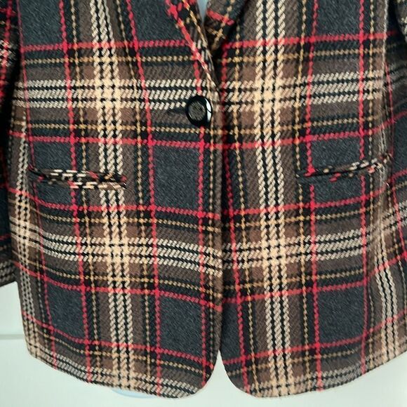 Requirements Plaid Preppy Wool Blend Lux Timeless Classic Equestrian Blazer 8P - Picture 7 of 12